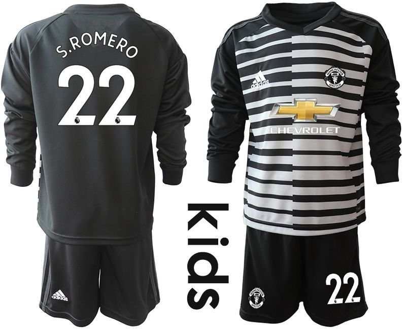 Youth 2020-2021 club Manchester United black long sleeve goalkeeper #22 Soccer Jerseys1